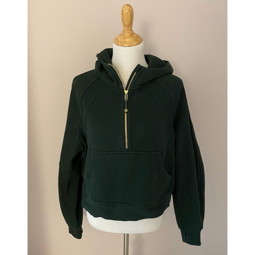 Lululemon Scuba Oversized Half Zip Hoodie Cropped Sweater Legacy Green/Gold M/L
